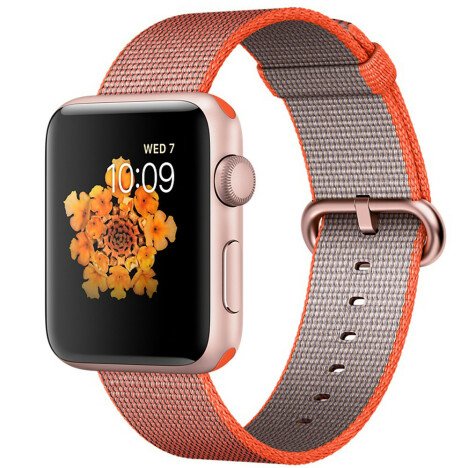 Curea iUni compatibila cu Apple Watch 1/2/3/4/5/6/7, 44mm, Nylon, Woven Strap, Red Velvet